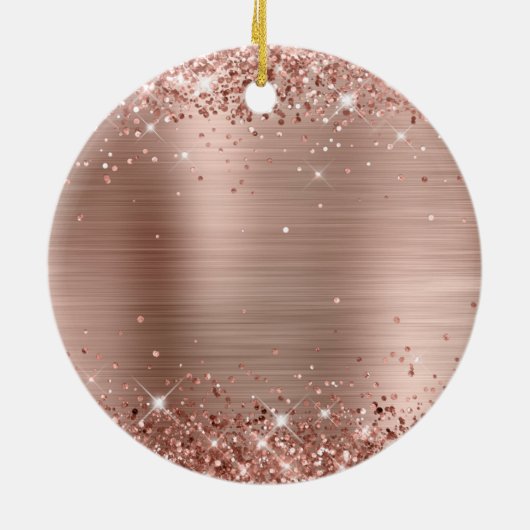 Roos Gold Glitter en kleine Folie Keramisch Ornament (Achterkant)