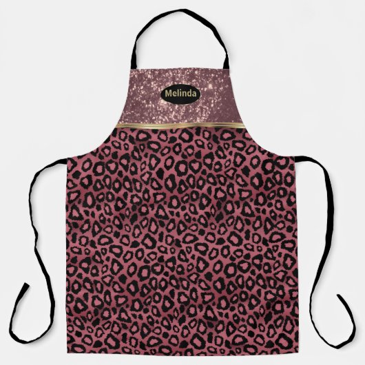 Roos Gold Glitter en Leopard Design Schort (Voorkant)