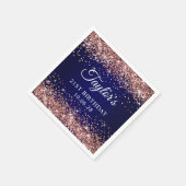 Roos Gold Glitter en Navy Blue 21st Birthday Servet (Hoek)