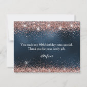 Roos Gold Glitter en Navy Blue Folie 40e Verjaarda Bedankkaart (Achterkant)