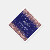 Roos Gold Glitter en Navy Blue Quinceañera Servet (Hoek)