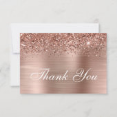 Roos Gold Glitter en Ombre Folie Bedankkaart (Voorkant)