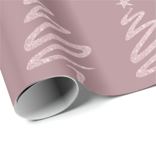 Roos Gold Glitter en Paarse kerstboomstructuur Cadeaupapier (Rol Hoek)