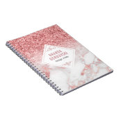 Roos Gold Glitter en roos-goudmarmer ombre Notitieboek (Rechterzijde)