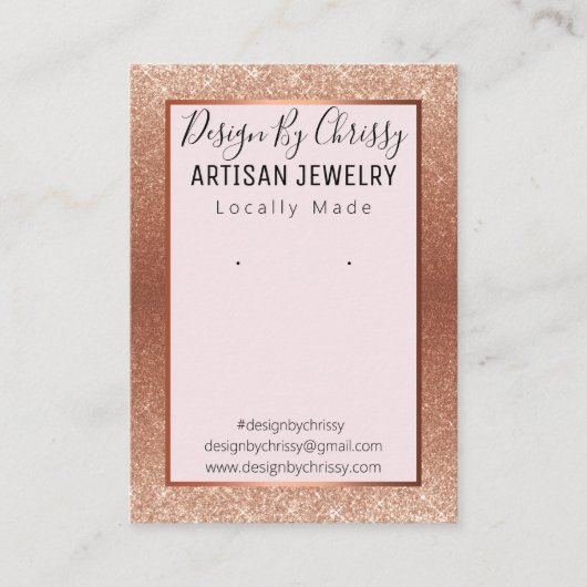 Roos Gold Glitter en roze juwelen-beeldschermkaart Visitekaartje (Voorkant)