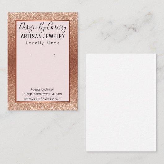Roos Gold Glitter en roze juwelen-beeldschermkaart Visitekaartje (Voorkant / Achterkant)