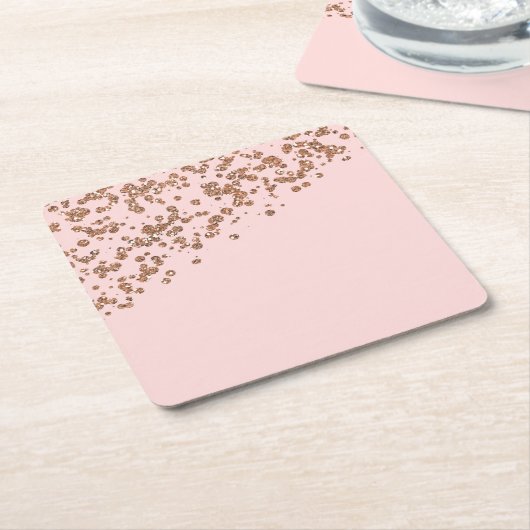 Roos Gold Glitter en roze Onderzetters (Schuin)