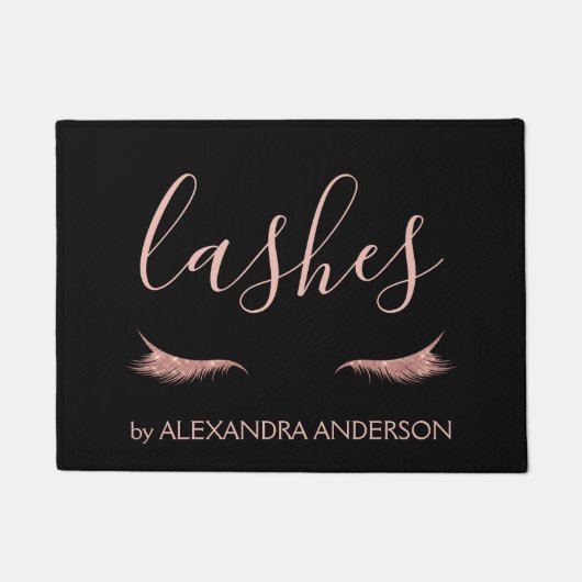 Roos Gold Glitter en Sparkle Eyelash Extension Deurmat (Voorkant)
