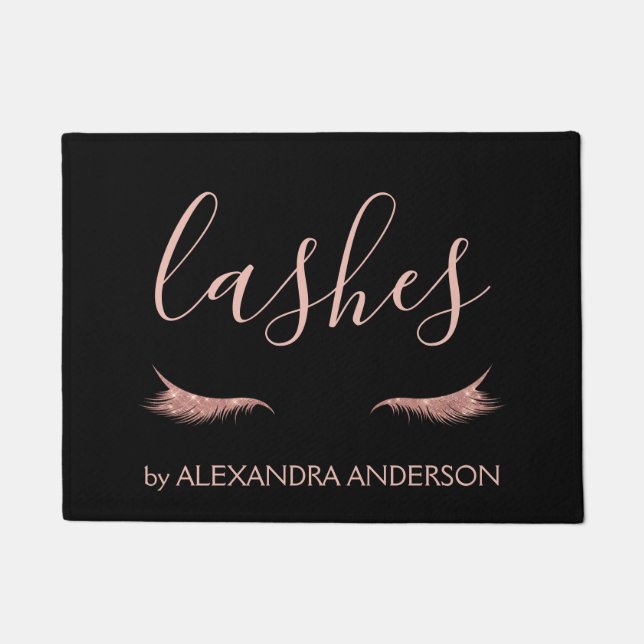 Roos Gold Glitter en Sparkle Eyelash Extension Deurmat (Voorkant)