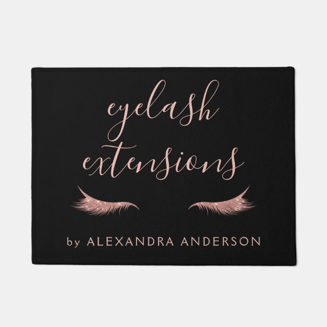 Roos Gold Glitter en Sparkle Eyelash Extension Deurmat (Voorkant)