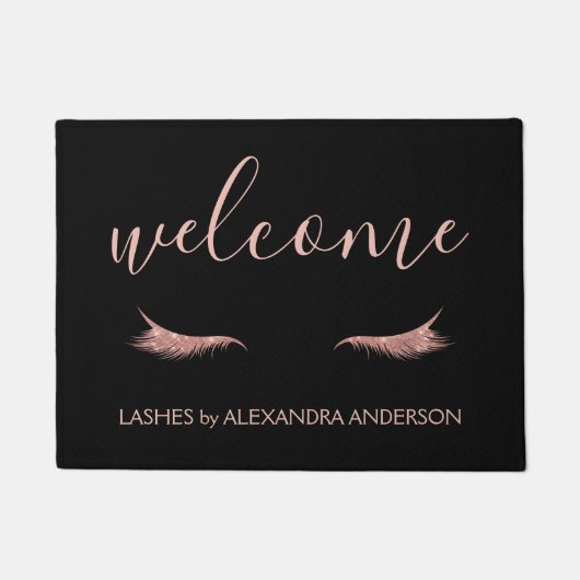 Roos Gold Glitter en Sparkle Eyelash Extension Deurmat (Voorkant)