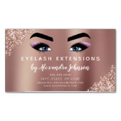Roos Gold Glitter en Sparkle Eyelash Extension Magnetisch Visitekaartje (Voorkant)