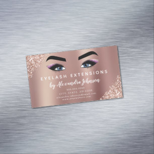 Roos Gold Glitter en Sparkle Eyelash Extension Magnetisch Visitekaartje
