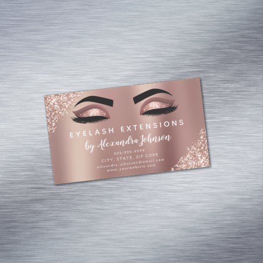 Roos Gold Glitter en Sparkle Eyelash Extension Magnetisch Visitekaartje (Voorbeeld)