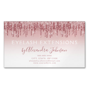 Roos Gold Glitter en Sparkle Eyelash Extension Magnetisch Visitekaartje