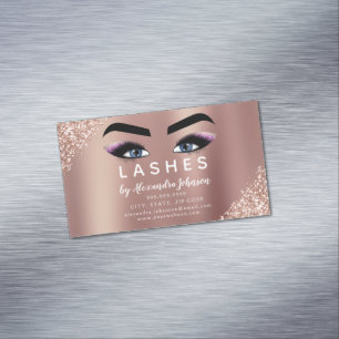 Roos Gold Glitter en Sparkle Eyelash Extension Magnetisch Visitekaartje