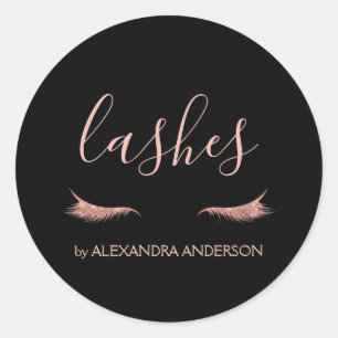 Roos Gold Glitter en Sparkle Eyelash Extension Ronde Sticker