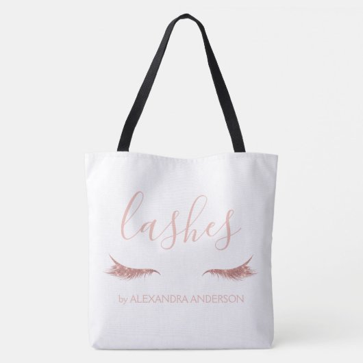 Roos Gold Glitter en Sparkle Eyelash Extension Tote Bag (Achterkant)
