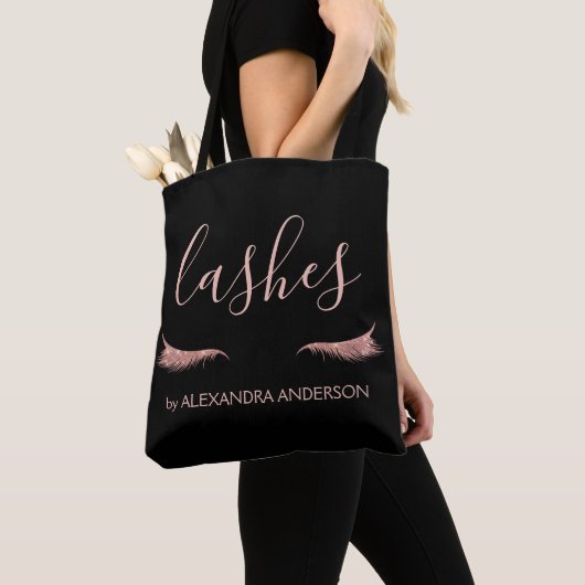 Roos Gold Glitter en Sparkle Eyelash Extension Tote Bag (Dichtbij)