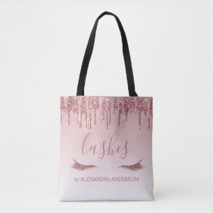Roos Gold Glitter en Sparkle Eyelash Extension Tote Bag