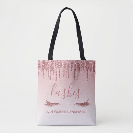 Roos Gold Glitter en Sparkle Eyelash Extension Tote Bag (Voorkant)