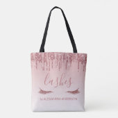 Roos Gold Glitter en Sparkle Eyelash Extension Tote Bag (Achterkant)