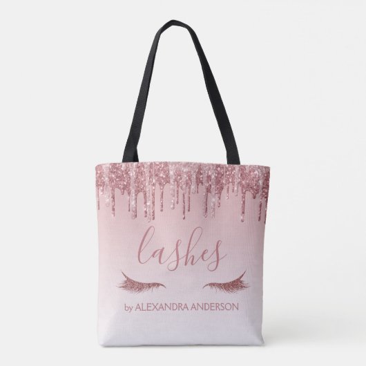 Roos Gold Glitter en Sparkle Eyelash Extension Tote Bag (Achterkant)
