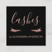 Roos Gold Glitter en Sparkle Eyelash Extension Vierkante Visitekaartje (Voorkant)