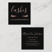 Roos Gold Glitter en Sparkle Eyelash Extension Vierkante Visitekaartje (Voorkant / Achterkant)