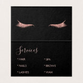 Roos Gold Glitter en Sparkle Eyelash Extension Visitekaartje (Binnenkant ongevouwen)