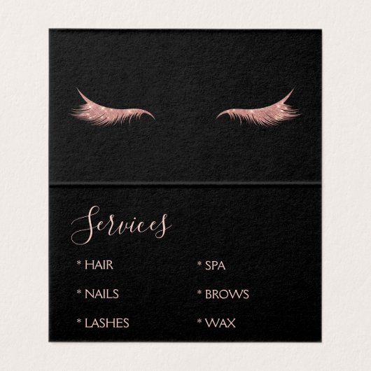 Roos Gold Glitter en Sparkle Eyelash Extension Visitekaartje