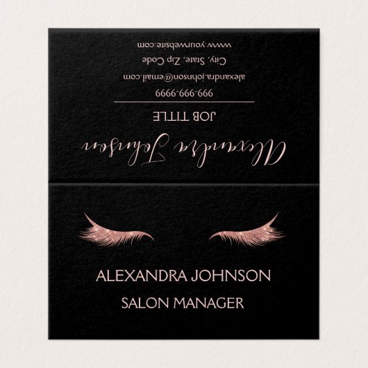 Roos Gold Glitter en Sparkle Eyelash Extension Visitekaartje (Buitenkant ongevouwen)