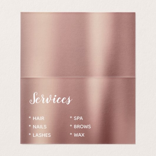 Roos Gold Glitter en Sparkle Eyelash Extension Visitekaartje (Binnenkant ongevouwen)