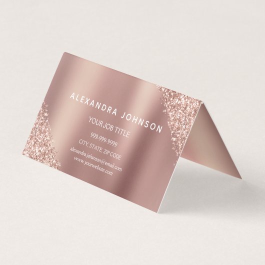 Roos Gold Glitter en Sparkle Eyelash Extension Visitekaartje (Achterkant)