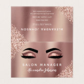 Roos Gold Glitter en Sparkle Eyelash Extension Visitekaartje (Buitenkant ongevouwen)