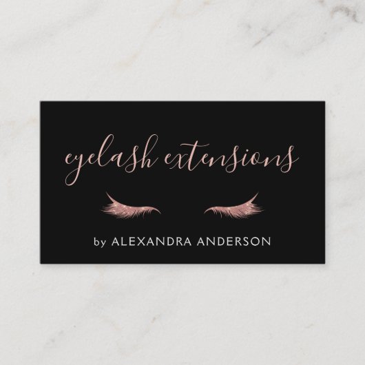 Roos Gold Glitter en Sparkle Eyelash Extension Visitekaartje (Voorkant)