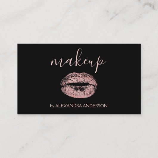 Roos Gold Glitter en Sparkle Lipstick Makeup Visitekaartje (Voorkant)