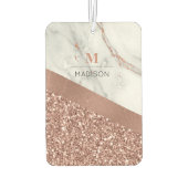 Roos Gold Glitter en Sparkle Marble Monogram Luchtverfrisser (Achterkant)