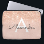 Roos Gold Glitter en Sparkle Monogram Laptop Sleeve<br><div class="desc">Glam Roos Gold Ombre Faux Glitter en Sparkle Modern en Elegant Monogram Hoesje. Dit hoesje kan worden aangepast om uw initiaal en voornaam te omvatten.</div>