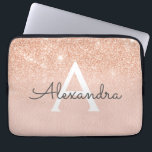 Roos Gold Glitter en Sparkle Monogram Laptop Sleeve<br><div class="desc">Glam Roos Gold Ombre Faux Glitter en Sparkle Modern en Elegant Monogram Hoesje. Dit hoesje kan worden aangepast om uw initiaal en voornaam te omvatten.</div>