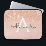 Roos Gold Glitter en Sparkle Monogram Laptop Sleeve<br><div class="desc">Glam Roos Gold Ombre Faux Glitter en Sparkle Modern en Elegant Monogram Hoesje. Dit hoesje kan worden aangepast om uw initiaal en voornaam te omvatten.</div>