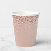 Roos Gold Glitter en Sparkle Monogram Paper Cups Papieren Bekers (Achterkant)