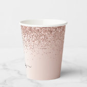 Roos Gold Glitter en Sparkle Monogram Paper Cups Papieren Bekers (Links)