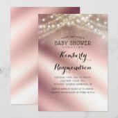 Roos Gold Glitter en Sring Lights Baby shower Kaart (Voorkant / Achterkant)