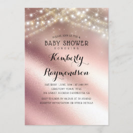 Roos Gold Glitter en Sring Lights Baby shower Kaart