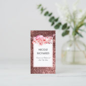 Roos Gold Glitter en Waterverf Flowers  Visitekaartje (Staand voorkant)
