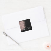 Roos Gold Glitter en Zwart Dank je Vierkante Sticker (Envelop)
