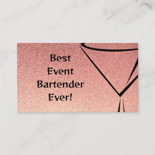 Roos Gold Glitter Event Bartender Visitekaartje (Voorkant)