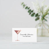 Roos Gold Glitter Event Bartender Visitekaartje (Staand voorkant)