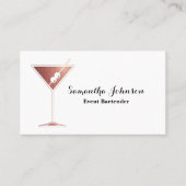 Roos Gold Glitter Event Bartender Visitekaartje (Voorkant)